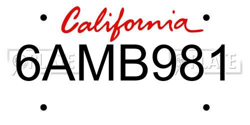 6AMB981 California License Plate