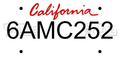 6AMC252 California License Plate