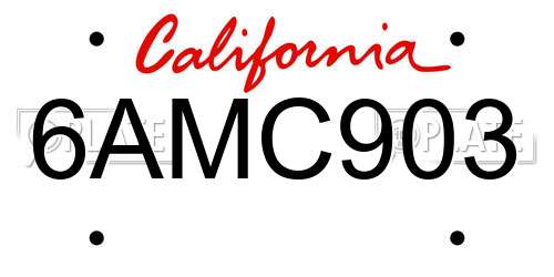 6AMC903 California License Plate