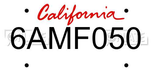 6AMF050 California License Plate