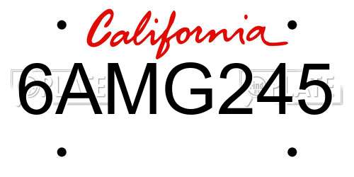6AMG245 California License Plate