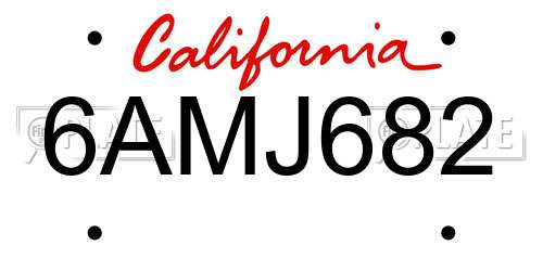 6AMJ682 California License Plate