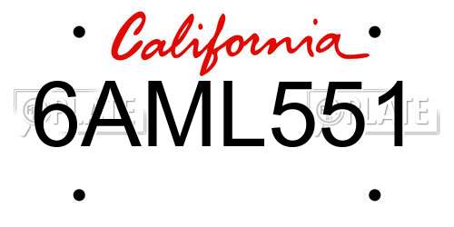 6AML551 California License Plate