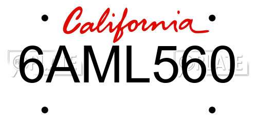 6AML560 California License Plate