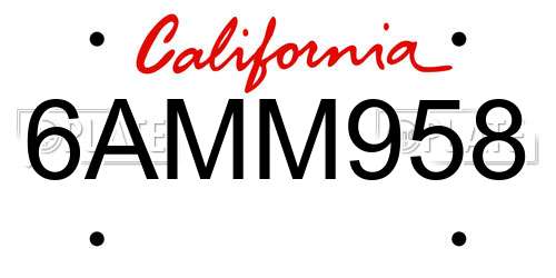 6AMM958 California License Plate