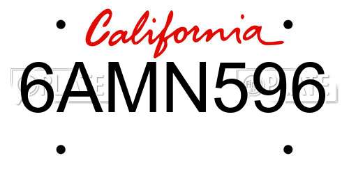 6AMN596 California License Plate