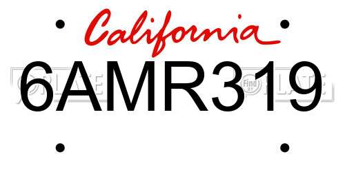 6AMR319 California License Plate