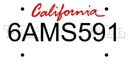 6AMS591 California License Plate