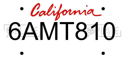 6AMT810 California License Plate