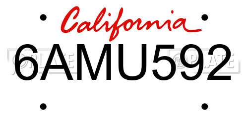 6AMU592 California License Plate