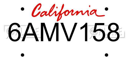 6AMV158 California License Plate