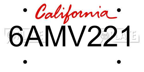6AMV221 California License Plate