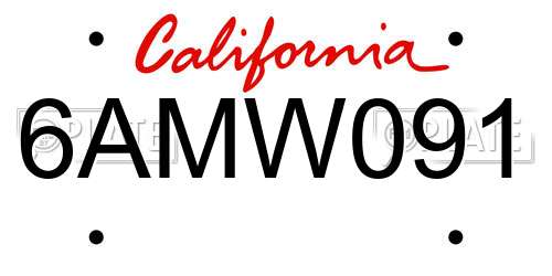 6AMW091 California License Plate