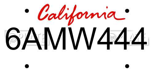6AMW444 California License Plate