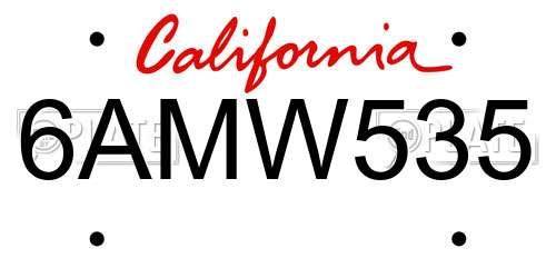 6AMW535 California License Plate