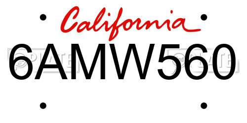 6AMW560 California License Plate