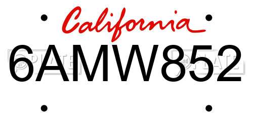 6AMW852 California License Plate
