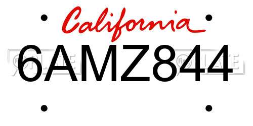6AMZ844 California License Plate