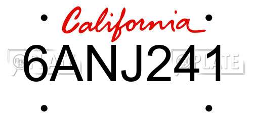 6ANJ241 California License Plate