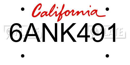 6ANK491 California License Plate