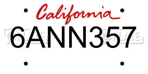 6ANN357 California License Plate