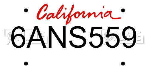 6ANS559 California License Plate