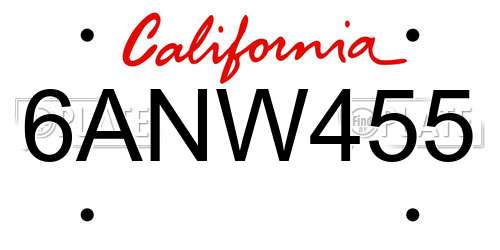 6ANW455 California License Plate