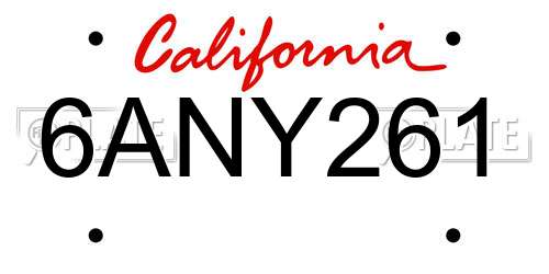 6ANY261 California License Plate