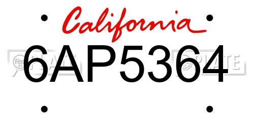 6AP5364 California License Plate