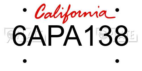 6APA138 California License Plate