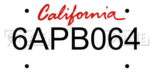 6APB064 California License Plate