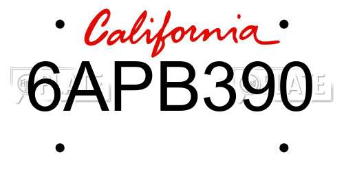 6APB390 California License Plate