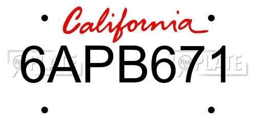 6APB671 California License Plate