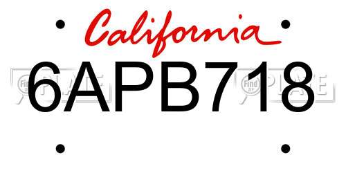 6APB718 California License Plate