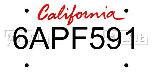6APF591 California License Plate