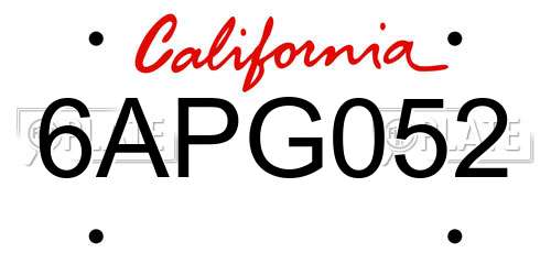 6APG052 California License Plate