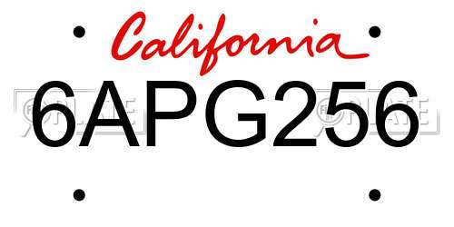6APG256 California License Plate