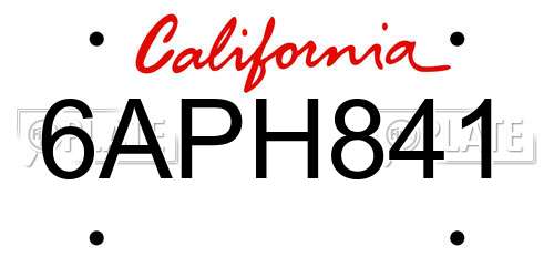 6APH841 California License Plate
