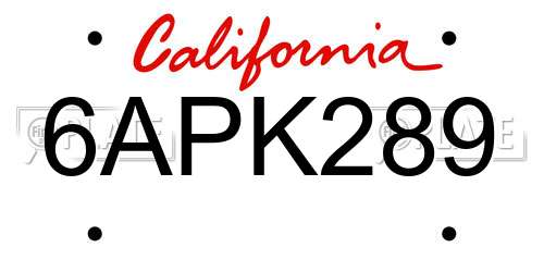 6APK289 California License Plate