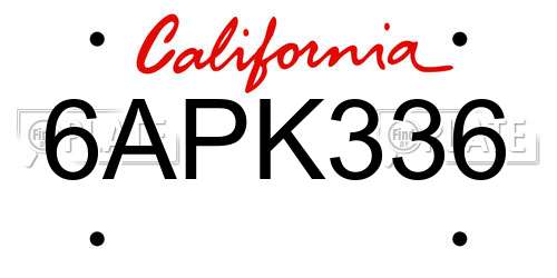 6APK336 California License Plate