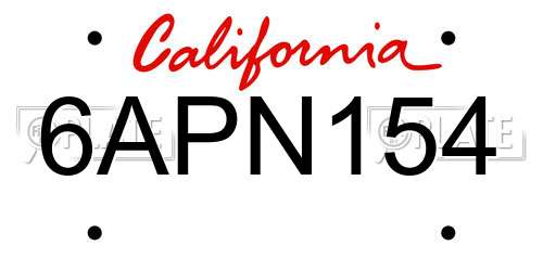 6APN154 California License Plate