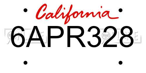 6APR328 California License Plate