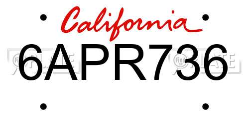 6APR736 California License Plate