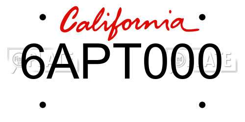 6APT000 California License Plate