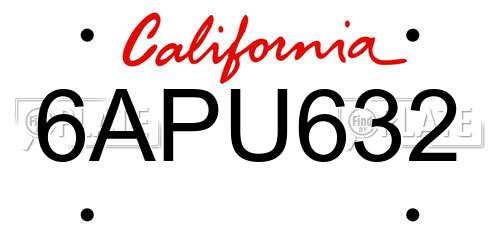 6APU632 California License Plate