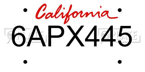 6APX445 California License Plate