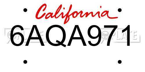 6AQA971 California License Plate