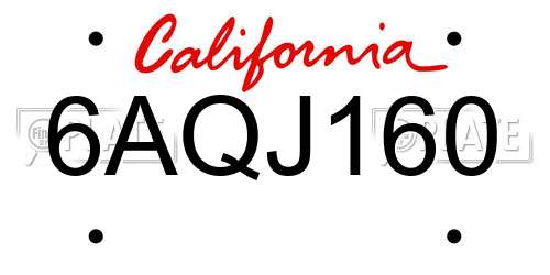 6AQJ160 California License Plate