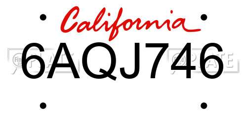 6AQJ746 California License Plate