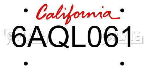 6AQL061 California License Plate